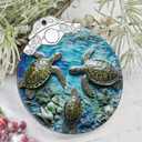 Christmas Decorations Ornaments, Stained Glass Ornament, Christmas Tree Ornaments, 2025 Gift Ornament, Xmas Gift for Friend Family Coworker - Sea Turtles