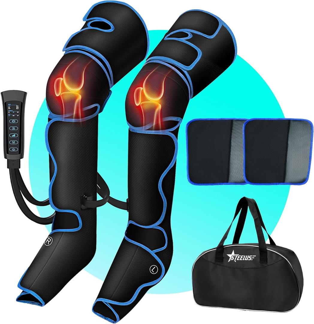 Leg Massager, Air Compression Massager with 3 Level Heat, 6 Modes & 3 Intensities, for Foot, Calf, KneeThigh and Muscles Relaxation