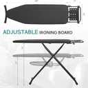 Ironing Board 48x15 in, RAINHOL Large Heavy Duty Ironing Boards Full Size with Pad and Cover, Height Adjustable Iron Stand with Storage Tray and Iron Rest, Black