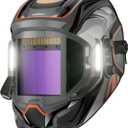 ANDELI Welding Helmet - Panoramic 180 View 3.94"X3.74",True Color Auto Darkening Welding Helmet with Light, 4 Arc Sensor, 4/5-8/9-13 Type-C Charging Moner LED