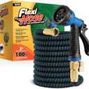 Flexi Hose Expandable Garden Hose with 8 Function Nozzle, 100FT  Lightweight Retractable Garden Hose, Water Hose  NoKink Flexibility, 3/4 Inch Solid Brass Fittings and Double Latex Core