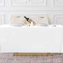Surmente 5 Pack White Rectangle Tablecloth 90 x 132-inch Rectangular Polyester Table Cloth for Weddings, Banquets, or Restaurants