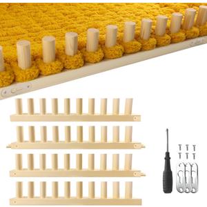 Chunky Blanket Loom Knitting Looms and Boards, Adjustable Size Wooden Loom for Blanket, No Needles Required Hand Knitting Kit for DIY Yarn Craft, Home Decor, Stress Relief, Beginner Friendly (61 In)