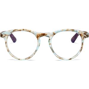 2SeeLife Large Round TR-90 Reading Glasses for Men & Women – Medium-Large Fit, Durable, Spring Hinges, Blue Light Readers, Aqua Blue, +2.00