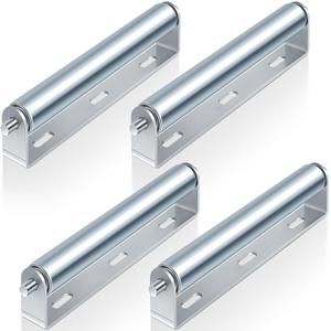 Therwen 4 Sets 1.5'' Diameter Conveyor Rollers with Stands 10'' Galvanized Steel Long Roller and Bracket Set Easy Install Industrial Use Metal Canoe Kayak Woodworking Heavy Goods Support Kit