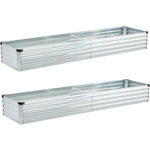8x2x1ft(2 Pack) Galvanized Raised Garden Bed,Outdoor Planter Box Metal Patio Kit Planting Bed for Vegetables Flowers and Succulents,Silver
