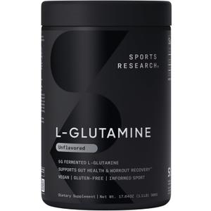Sports Research L-Glutamine - Workout Recovery, Immune Health & Gut Health Support - 5 G Per Serving - 17.64 Oz