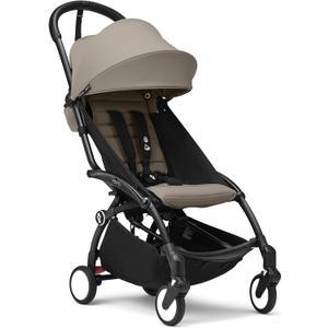 Stokke YOYO3 Stroller from 6 Months - Includes Black Frame/Taupe Seat Cushion + Canopy - Folds in & Out in a Flash - Light & Compact - Carry-On Compatible