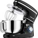 CHeflee Stand Mixer,600W 6+P With 6.5QT Stainless Steel Bowl,Dough Hook, Wire Whip & Beater,for Most Home Cooks,Black