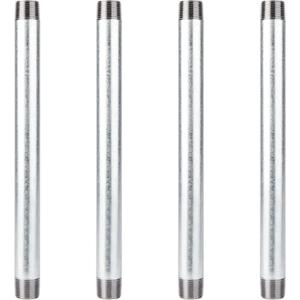 PIPE DÉCOR 3/4 in. x 12 in. Galvanized Steel Pipe, Pre-Cut, for DIY Furniture Building and Regular Plumbing Applications, 4 Pack