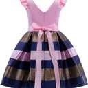 NSSMWTTC 2-10T Girls Striped Dresses Toddler Christmas Wedding Party Dress (Pink)