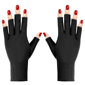 Pimoys UV Gloves for Gel Manicures UPF50+ Fingerless UV Light Protection Gloves for Gel Nails Manicure (Black)