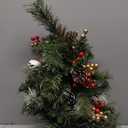 BLOSMON Outdoor Christmas Tree for Porch: 2 Sets 24 Inch Timer Prelit Planter Bushes with 10 Red Cardinals - Remote 60 Lights 8 Modes - Small Pot Urn Filler for Front Door Pathway Yard Decor