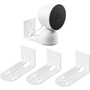 3 Pack Adhesive Metal Nest Camera Mount fits for Google Indoor Nest Security Cam 2nd Generation Wired, Adjustable Wall Mount Camera Bracket Holder for Optimal Viewing Angles, White
