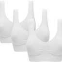 Vermilion Bird Women's 3 Pack Seamless Comfortable Sports Bra with Removable Pads, XL