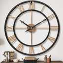 16 Inch Modern Decorative Metal Wall Clock with Big Black Roman Numerals Large Wall Clocks for Living Room Decor, Bedroom, Kitchen, Office,Housewarming Gift