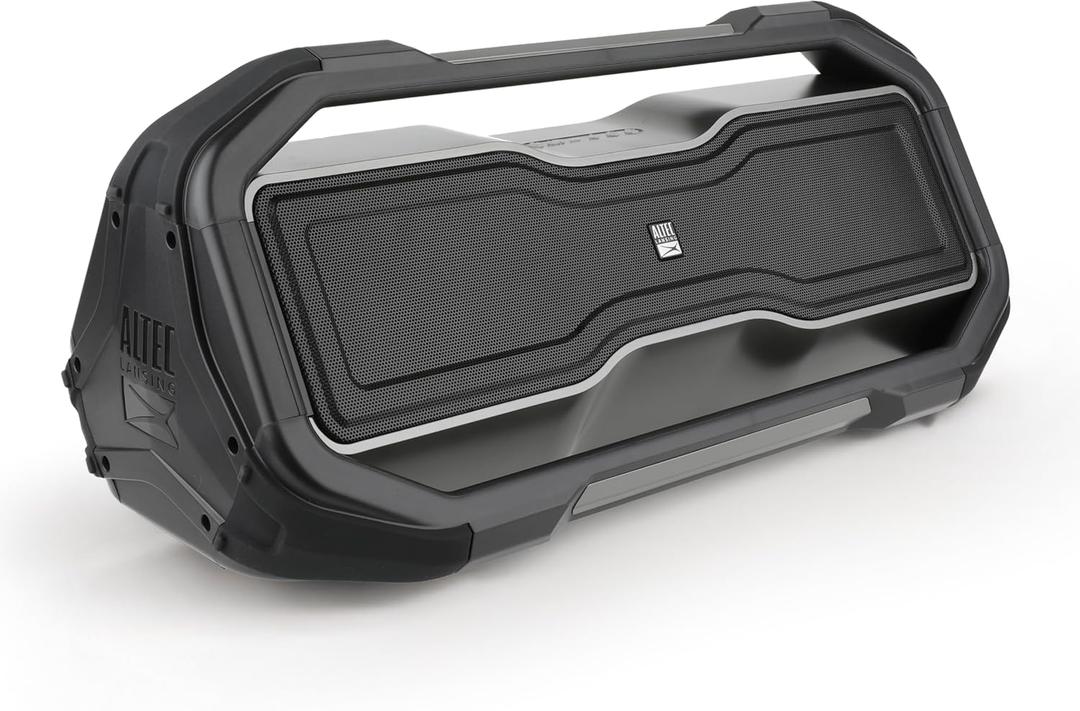Altec Lansing ROCKBOX XL Wireless Bluetooth Speaker, Portable Waterproof Speaker with 20 Hour Playtime and 5 Illuminating LED Light Modes, Floating Wireless for Indoors and Outdoors (Steel Grey)