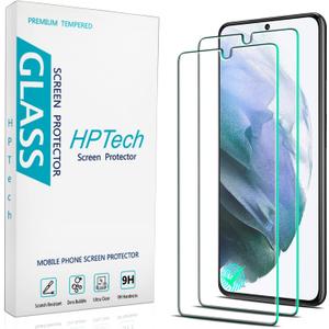 HPTech (2 Pack Designed For Samsung Galaxy S22 5G 6.1-inch Tempered Glass Screen Protector, Supports Fingerprint Recognition, Anti Scratch, Bubble Free, Case Friendly