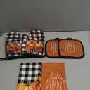 6 Pcs Thanksgiving Kitchen Towels Pot Holders and Oven Mitts Set Including 2 Pumpkin Dish Hand Towels 2 Thanksgiving Square Potholders 2 Heat Resistant Gloves for Cooking Baking Gift Home