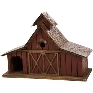 Glitzhome 20.67" H Rustic Wood Barn Design Extra-Large Birdhouse Hand Painted Bird Houses