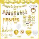 Gold Engagement Party Decorations Glitter happy Engaged Banner, MR and MRS Balloons, Hanging Swirl,balloons, Ring Balloons for Wedding Engagement Party Decor