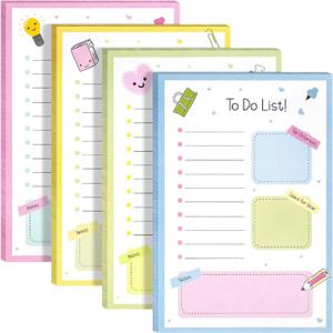 Mr. Pen- to Do List Sticky Notes, 4"x6", 4 Pads, 200 Sheets, School Style, to Do List Notepad, Lined Sticky Notes, Todo List Notepad