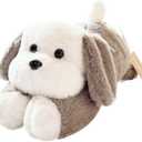 uoozii 16" | 3 Pounds Grey Dog Weighted Stuffed Animals with Unscented Microwavable Heating Pad, Cute Coolable Heatable Weighted Plush Warm Gift for Kids & Adults