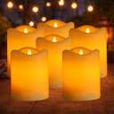 Solar Candles Outdoor, 6Pcs IP65 Waterproof, Rechargeable Candles for Lantern, Auto On/Off Flickering Glow Dusk to Dawn, Replaceable Battery, Outdoor Solar Lights Holiday Decor for Garden