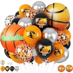 Basketball Balloons, Orange Black for Sports Birthday Party Decor, 35 Count