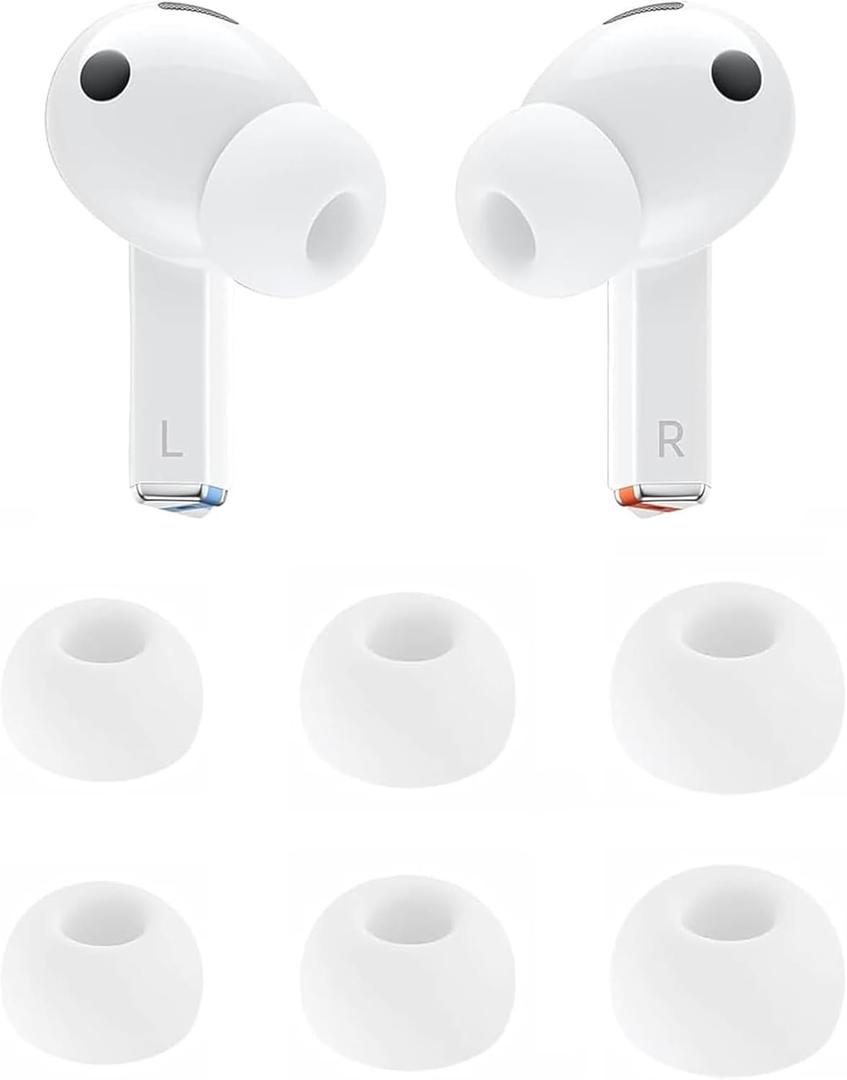 ALXCD Ear Tips Compatible with Galaxy Buds 3 Pro Earbuds SM-R630N, S M L Sizes Silicone Replacement Earbuds Tips Rubber Eartip, Compatible with Galaxy Buds 3 Pro SM-630N 3 Pairs White