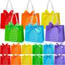 Kolldenn 24 Pack End of School Year Gift Bag with Handles Ribbon Rainbow Party Favors for Last Day of School Birthday Party Supplies (Elegant Style)