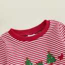 ZAXARRA Baby Christmas Sweatshirt Romper Striped Waffle Knit Jumpsuit Christmas Tree Embroidery Cute Boy Girl Holiday Outfit (Red)