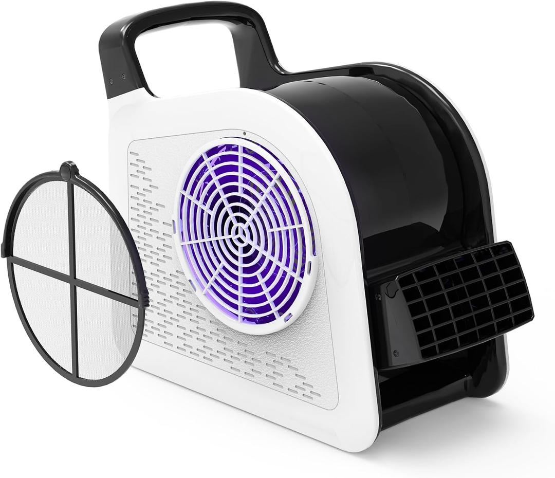 High Velocity Blower Floor Fan,355 CFM Air Mover Fan for Job Site and Home, Floor Drying Fan for Cooling and Ventilating, White