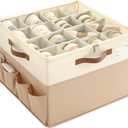 Varhomax Shoe Organizer Box for Closet, Fabric Shoe Storage Bin with Adjustable Dividers & Clear Cover, Holds up 16-32 Pairs of Sneakers & Sandals for Entryway, Cubby (Brown-Large-1 Pack)