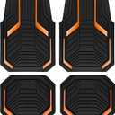PIC AUTO Heavy Duty Rubber Floor Mats, Orange Aluminum Film Car Mats Set, Front and Rear Car Mats with Anti-Slip Backing, All Weather Protection, Trim-to-Fit for Automotive SUV, Sedan, Van