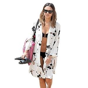 Women's Fashion Geometry Print Cover ups Tunic Kimono Cardigan Shawl, One Size