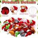 Poen 200 Pcs Mini Christmas Stuffed Animals Bulk Plush Christmas Tree Hanging Decorations Key Chain Animal Toy Set Small Toys for Kids Party Gifts Supplies(Mixed Style)