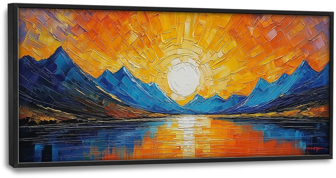 Sunset Mountain Large Wall Art for Living Room Big Landscape Painting Wall Decor Framed Canvas Pictures Print Sunrise Nature Artwork Decorations for Bedroom Office Bathroom Dining room Gifts 30"x60"
