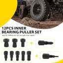 12 PCS Bearing Puller Kit,Slide Hammer Puller Puller Set with Expandable Collets,Insert Blind Bearing Puller 8-32mm Wheel Bearing Removal Tool with Gloves and Box