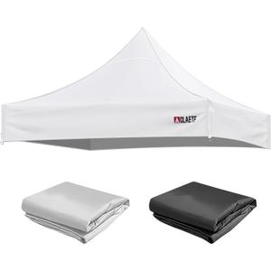 10x10 Canopy Replacement Top for Pop Up Canopy Tent - 4 Drainage Holes10x10ft Canopy top Suitable for Most of The Standard Canopy(top only, White)