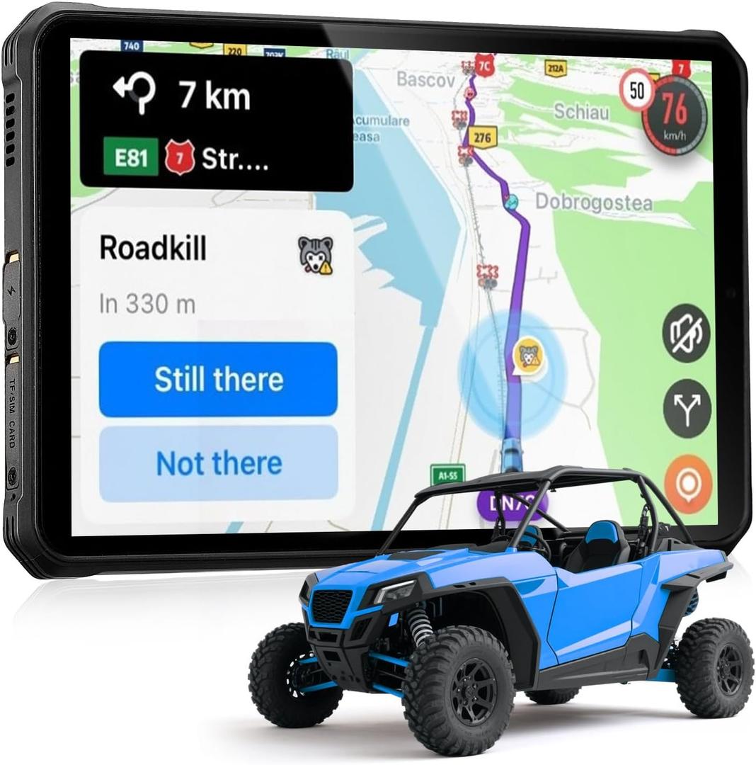 MUNBYN Rugged Tablet Android 14 ILT03, 8.68" GPS Tablet for UTV, 33W Fast Charging, IP68 Waterproof, 8000mAh Lasts 11 Hours, 32MP+48MP Dual Camera, 8GB+128GB, 4G LTE for Offroad, Drone, 2Y Protection