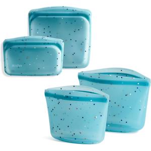 Stasher Premium Silicone Reusable Food Storage Bags, 4-Pack, Sea Spray, Multi-Use Food Storage Bags, Lunch Bag, Travel Containers, BPA Free, Leak-free, Dishwasher-Safe, Eco-friendly