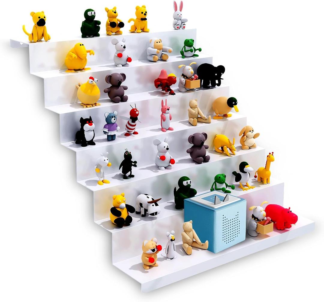 Shelf for Tonie Applied to IKEA KALLAXMagnetic Storage Organizer Holds 50+ Figures & Box from Toniebox| White Kids' Shelf with Secure Magnetic Hold & Side Cut-Out | Perfect for Kids (Without Cut-Off)