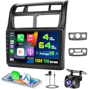 4+64G Radio for Kia Sportage 2007-2013, 9'' IPS Touchscreen Stereo Android 15 Wireless Apple Carplay Android Auto 32EQ 5G WiFi 1080P Bluetooth +Free AHD Backup Camera