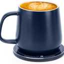 APEKX Self-Heating Ceramic Coffee Mug - Stable 130F Temperature, 15W Wireless Phone Charging, 12.8 fl oz Capacity - USB-C Enabled. (Deep Navy)