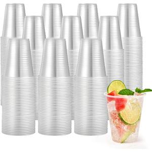 Turbo Bee 1000 Pack 12oz Plastic Cups, Disposable Clear Drinking Cups, Hot and Cold Drink Container for Water, Juice, Soda, Coffee