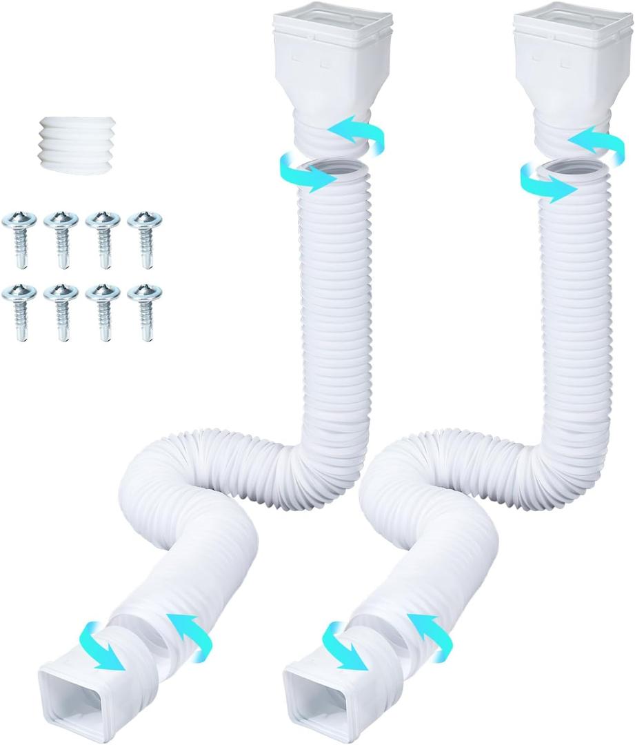 2 Pack downspout extension, White Gutter Downspout Extensions from 20-68 Inches, gutter extensiondownspout diverterwith Mounting Screws for Down spout Drain Extension.