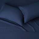 Amazon Basics Lightweight Super Soft Easy Care Breathable Microfiber 4-Piece Bed Sheet Set with 14-Inch Deep Pockets, Machine Washable, Wrinkle Resistant, King, Navy Blue, Solid