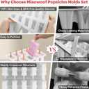 Miaowoof Homemade Popsicle Molds, 10-Cav Non-BPA Silicone Ice Pop Maker, with 50 Sticks, 50 Bags, 10 Reusable Sticks, Funnel, Brush and Ice Pop Recipe (White)