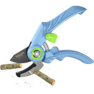 Small Garden Scissors for Gardening, Lightweight Hand Pruning Shears for Women, Sharp Stainless Steel Blade Mini Garden Clippers for Plants, Flowers [Ergonomic Soft Grip][Safety Lock]